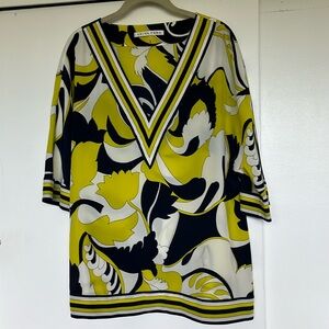 Trina Turk V-Neck Printed Silk Tunic